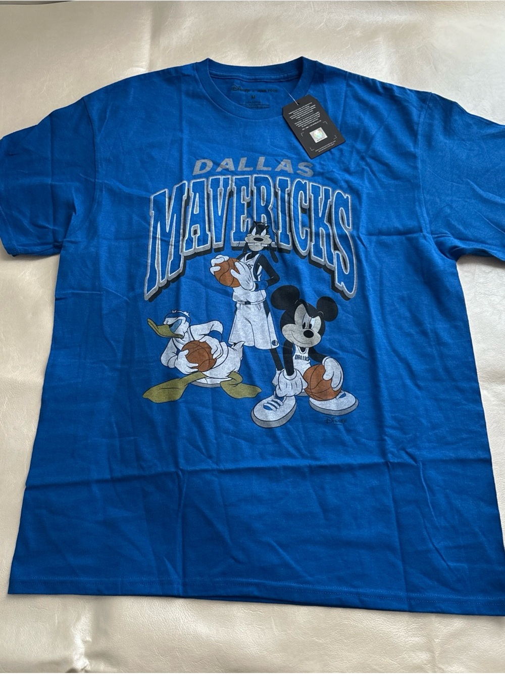 Junk Food Clothing Dallas Mavericks Blue Graphic Tee with Mickey & Donald